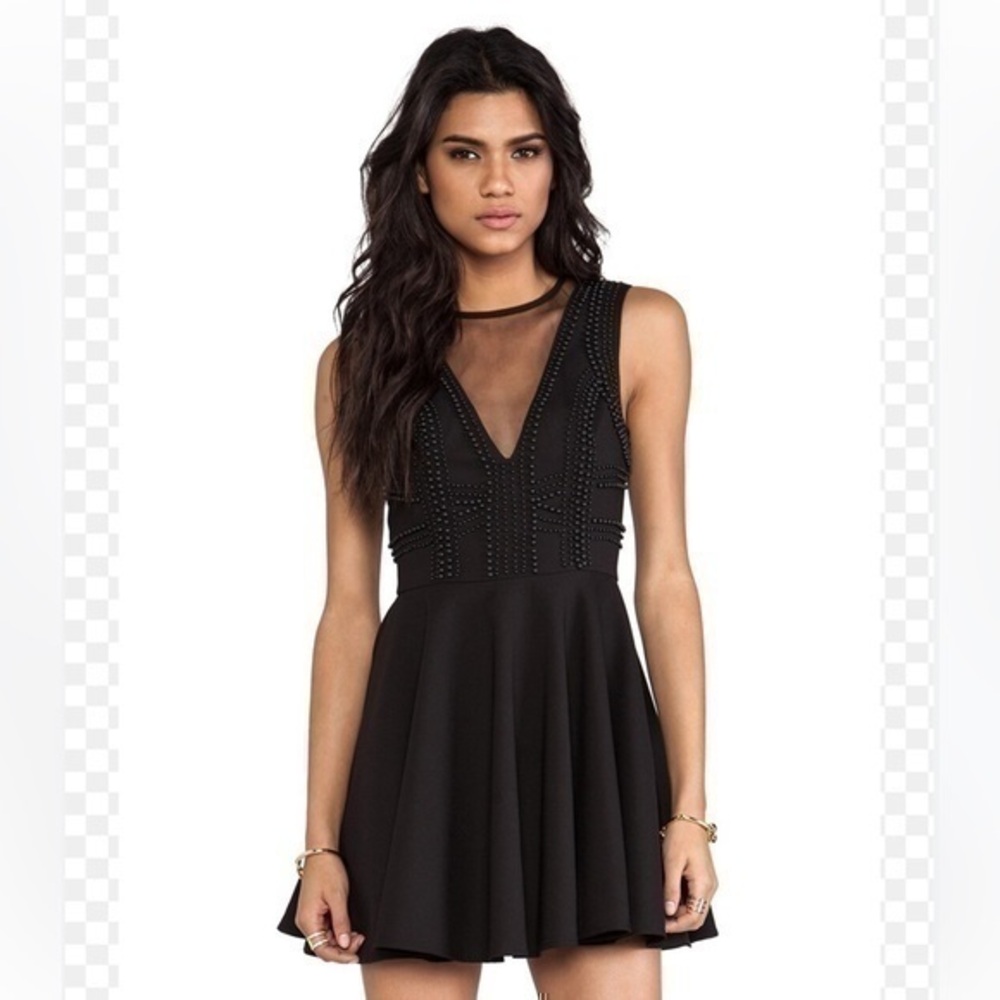 NWOT Keepsake The Label Black Secret Door mini dress with Beaded detail